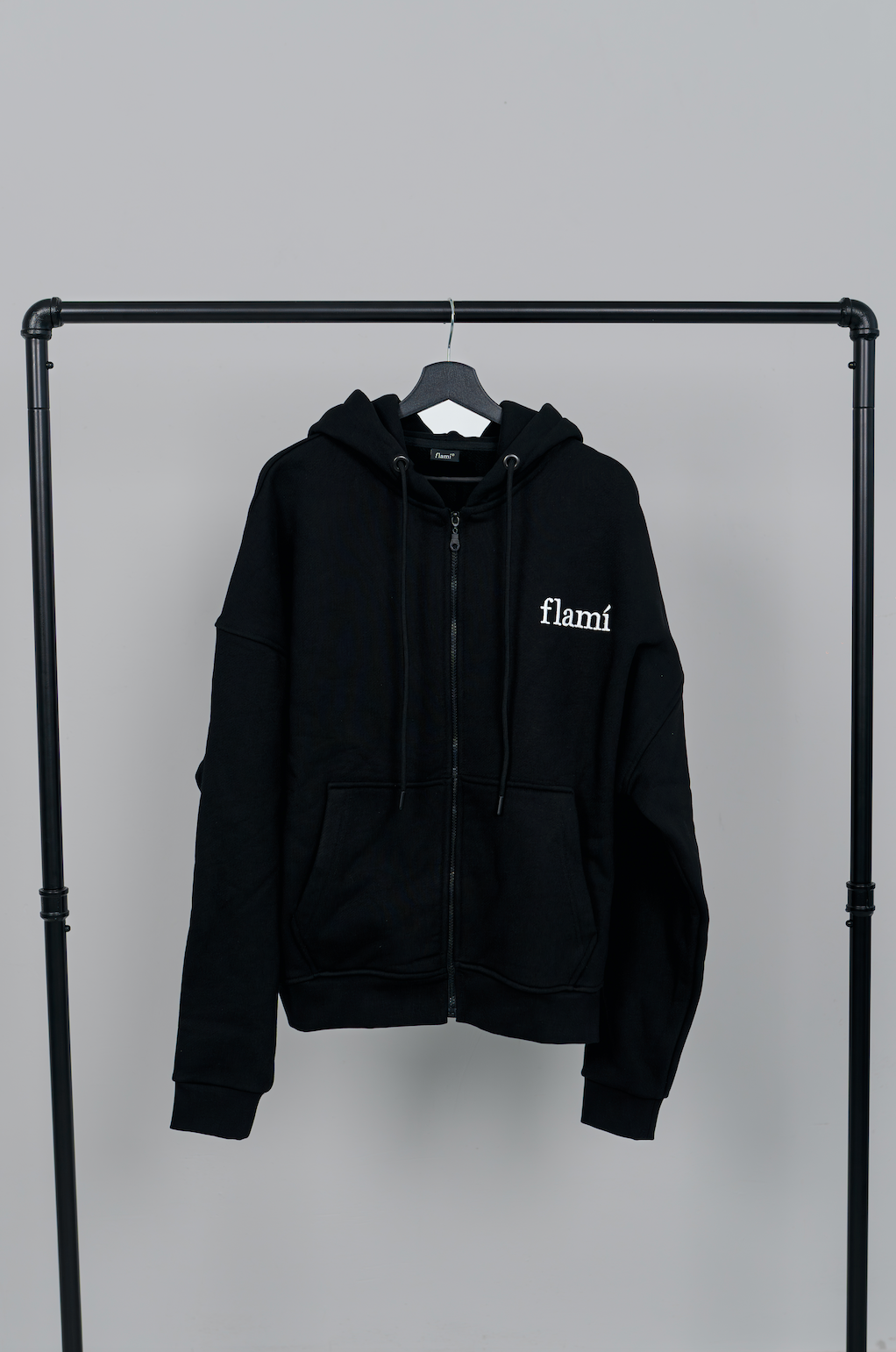Oversized Hoodie Zipper - Black on Black